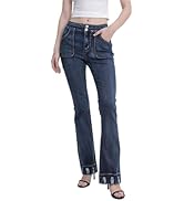 ZMTUO Women's Bootcut Jeans High Waist Stretch Denim Pants with Double Button, Distressed Hem Lif...