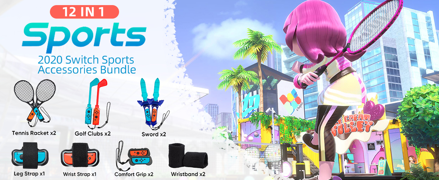 BRHE 2 in 1 Nintendo Sports Accessories Bundle for Switch Sports Games