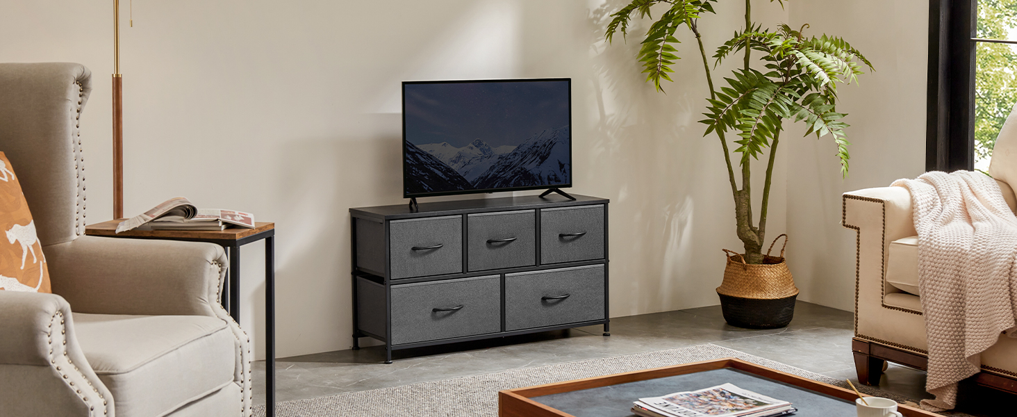 DUMOS Dresser for Bedroom, 5 Storage Drawers,