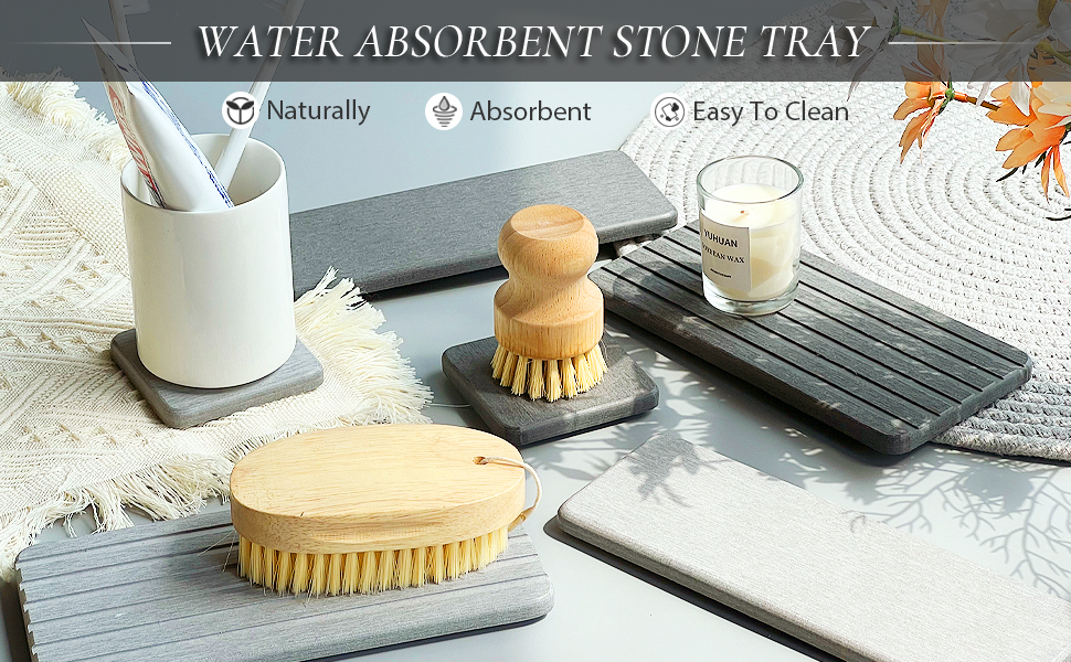 Parutta 4 Pack Water Absorbing Stone Tray for Sink