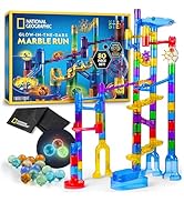 National Geographic Glowing Marble Run – 80-Piece Construction Set with 15 Glow-in-The Dark Glass...