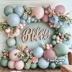 pink green blue balloon garland mauve green balloons