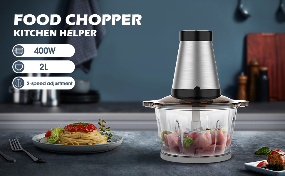 ADVWIN Electric Veg Chopper, 2L Food Processor, 400W Kitchen Electric