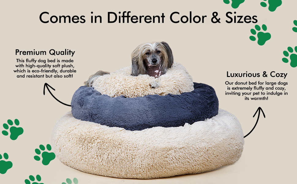 Earthgenics Calming Dog Bed Plush Fluffy Dog Bed for