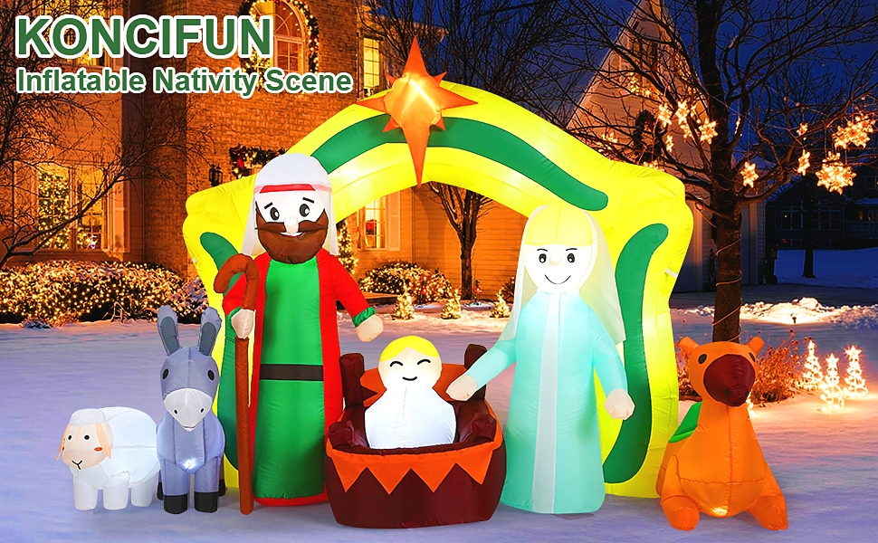 7.5 FT Christmas Inflatable Nativity Scene Decorations