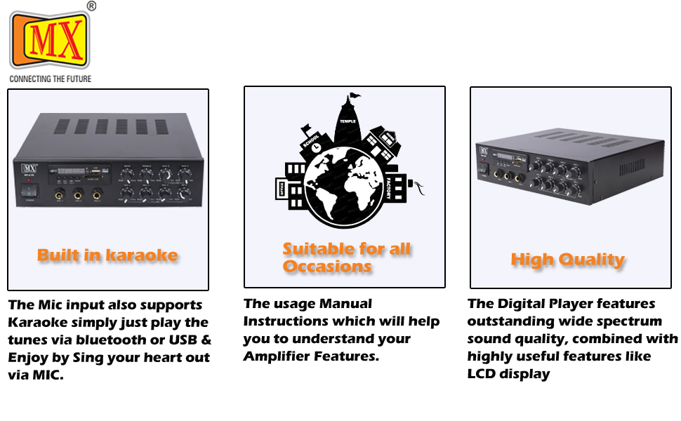 MX (A35) PA AMPLIFIER WITH LCD DISPLAY,KARAOKE FUNCTION,USB,AUX,MIC