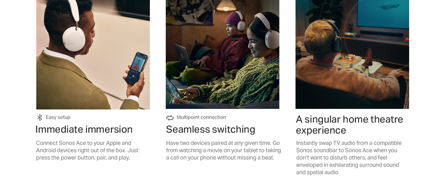 Easy setup, multipoint connection, and home theatre integration