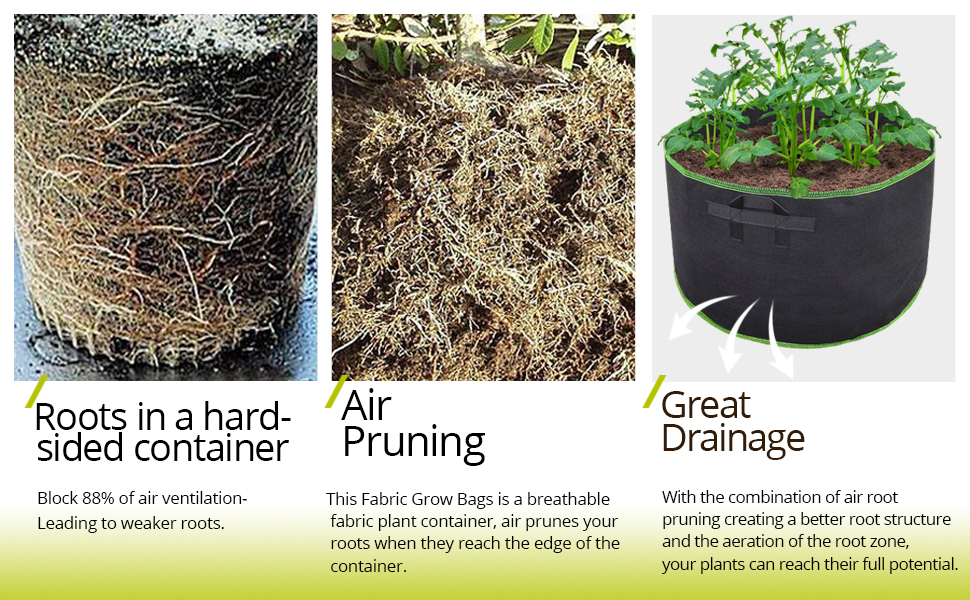 magarz 2Pack 50 Gallon Fabric Flower Pots Garden Felt