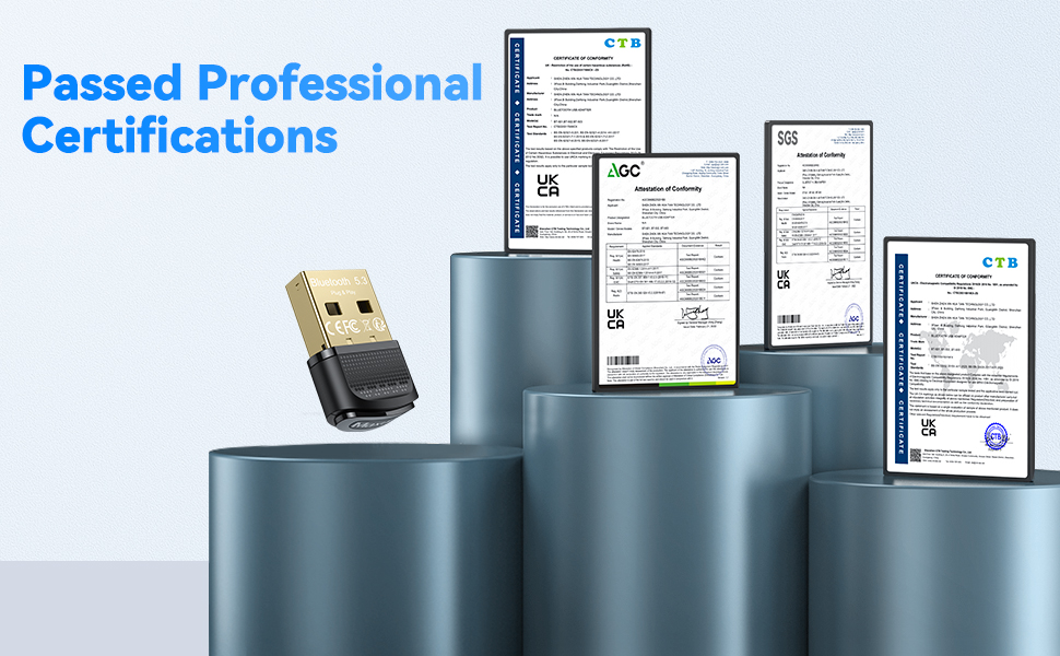 Maxuni Bluetooth Adapter 5.3 Dongle, USB Bluetooth for PC Laptop