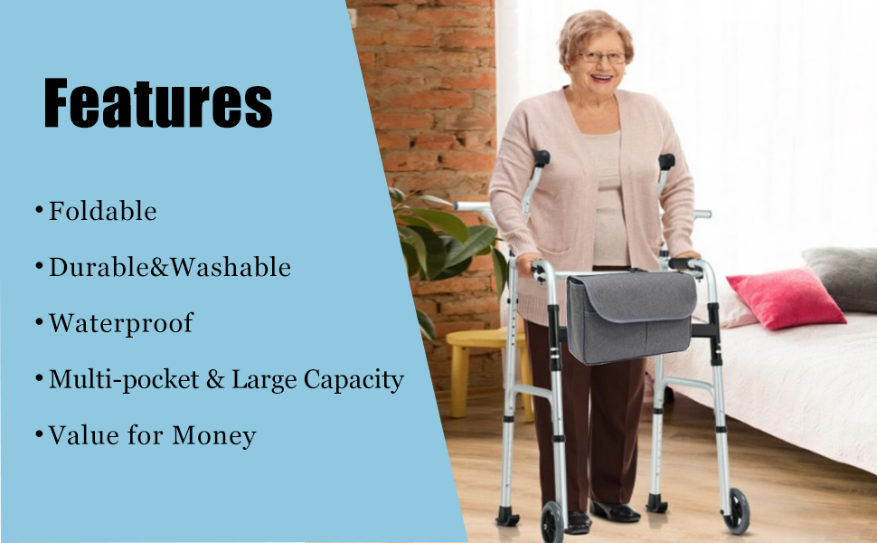 Bandkos Walker Baskets for Rolling Folding Walker,Basket