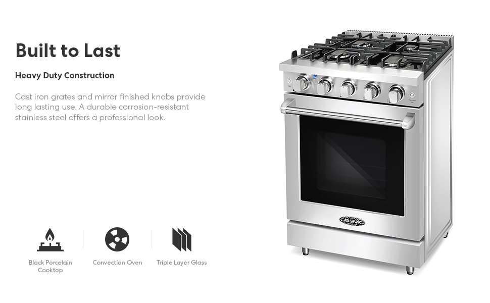 COSMO COSEPGR244 SlideIn Freestanding Gas Range with