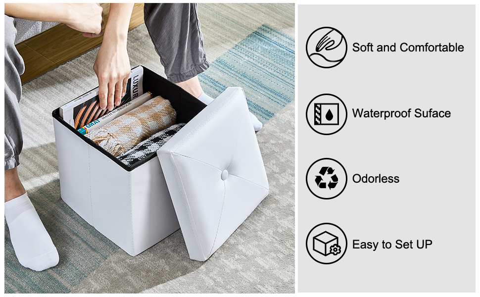 VECELO Storage Ottoman, Footrest Stool Footstool, 11.8