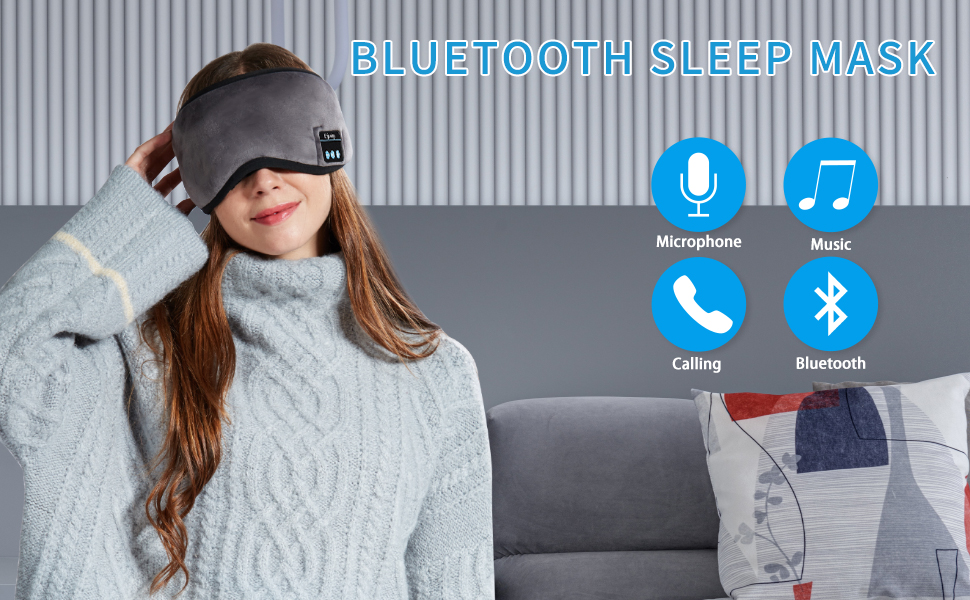 Bluetooth Sleep Mask, Upgraded 3D Sleep Eye Mask, Sleep Headphones Side