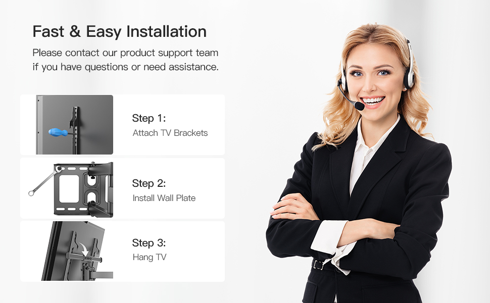 Pipishell Full Motion TV Wall Mountfor 3775 Inch TVs up to