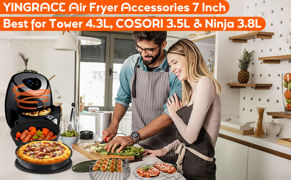 YINGRACE Air Fryer Accessories 7 Inch, 7PCS General Air Fryers