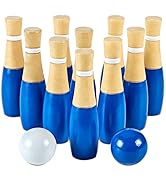 ApudArmis Wooden Lawn Bowling Set, Backyard Bowling Pins Outdoor & Indoor Family Game for Kids Te...