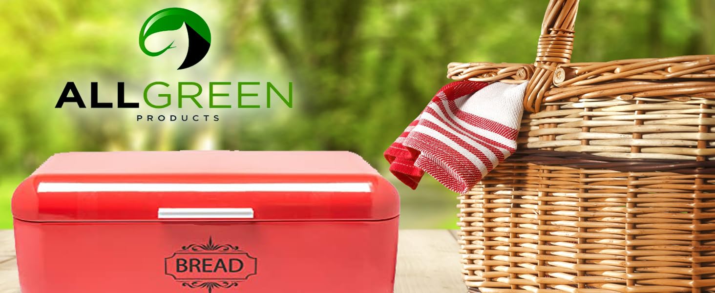 AllGreen Vintage Bread Box Container for Kitchen Decor