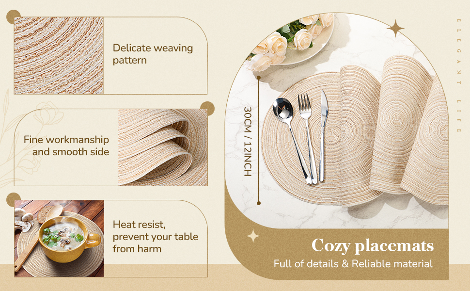 Round Placemats 12 Inch Large Braided Circle Placemats Bulk