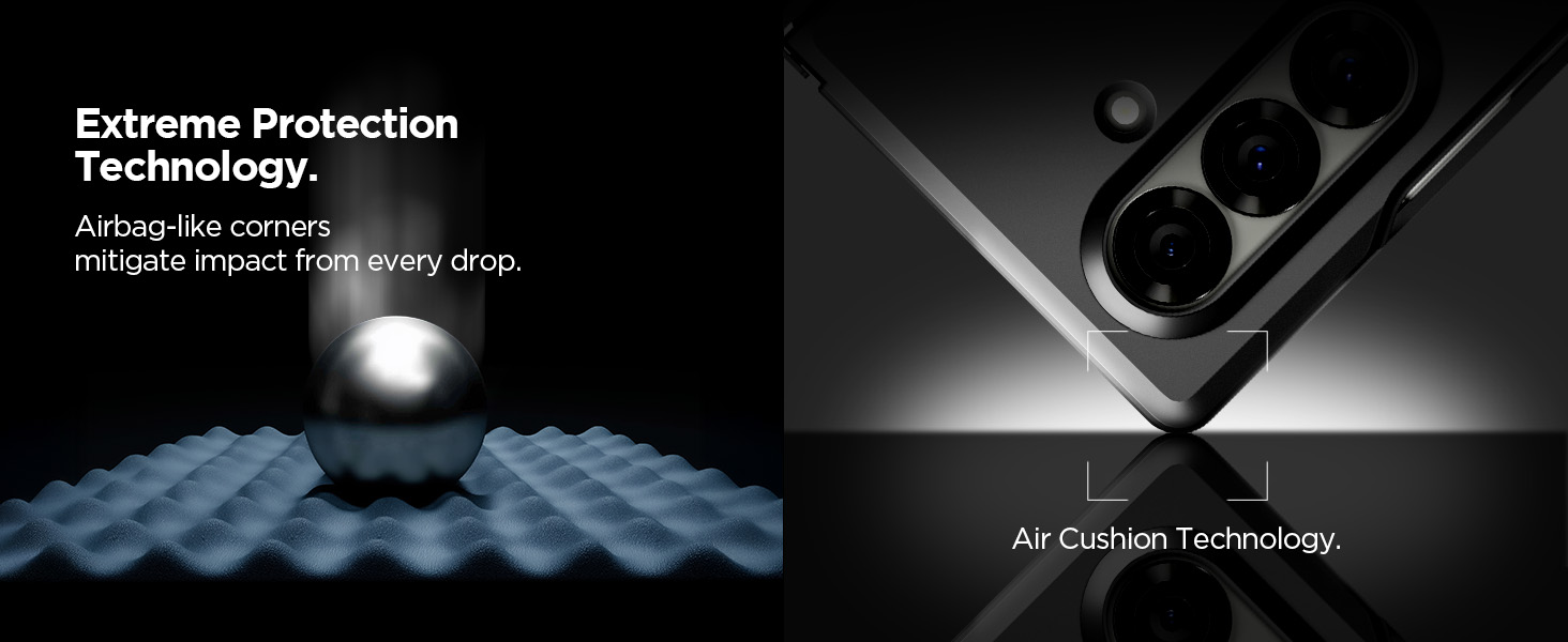 Extreme Protection Air Cushion technology. Airbag like corners mitigate impact from every drop