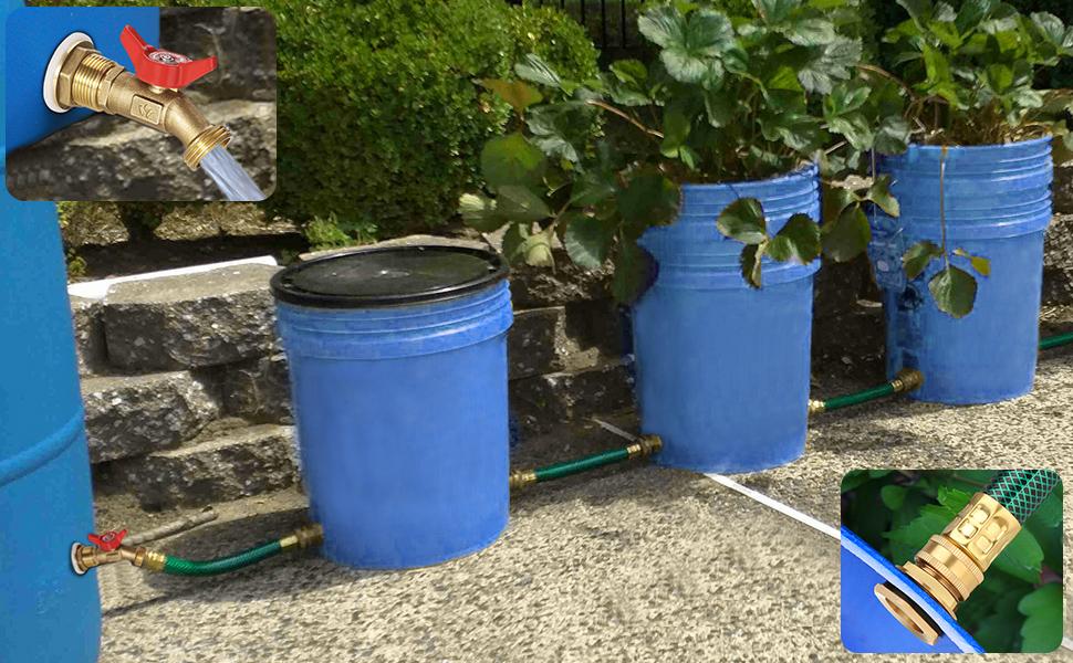 WADEO Rain Barrel Spigot, Brass Rain Barrel Quarter Turn