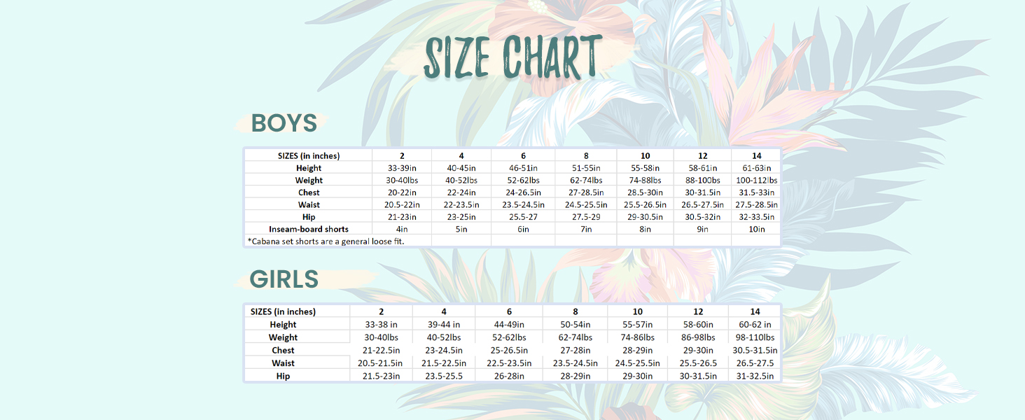 Boys & Girls Size Chart