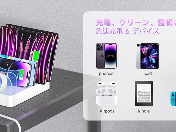 Amazon | 複数のデバイス用の首佩6ポートUSB-C PD急速充電