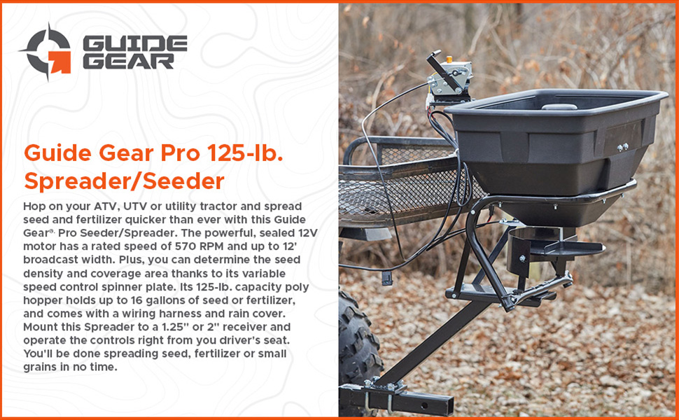 Guide Gear UTV/ATV Broadcast Spreader Seeder, 125lb