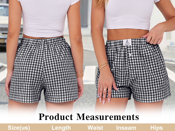 ANRABESS Boxer Shorts for Women Gingham Pajama 2025 Summer