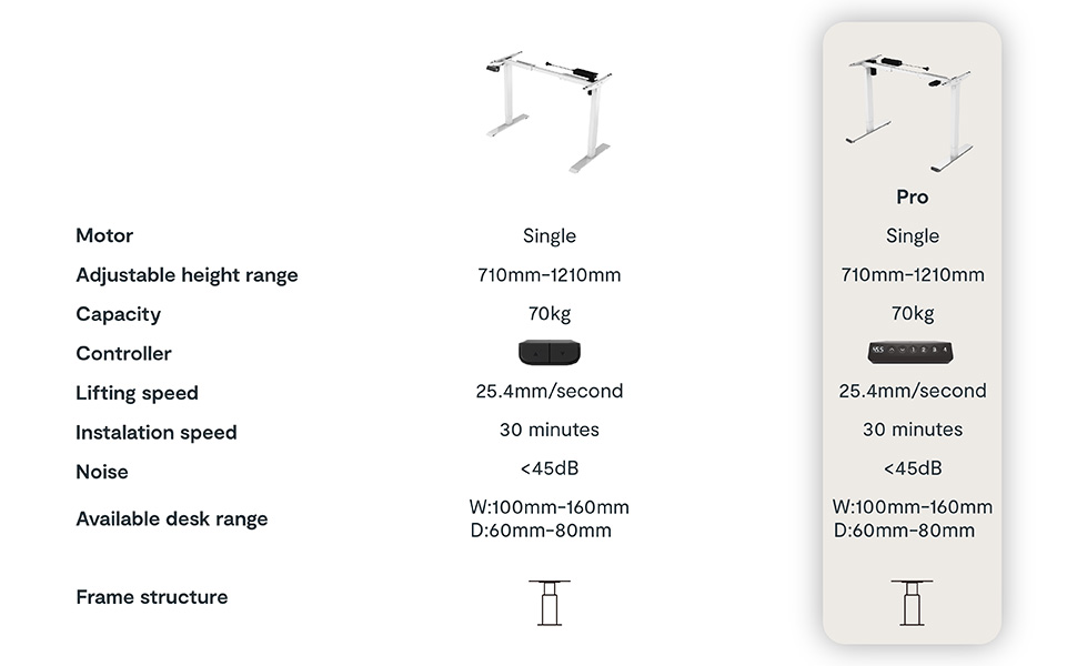 FLEXISPOT Standing Desk Frame with Desk Clamp Power Strip and Cable