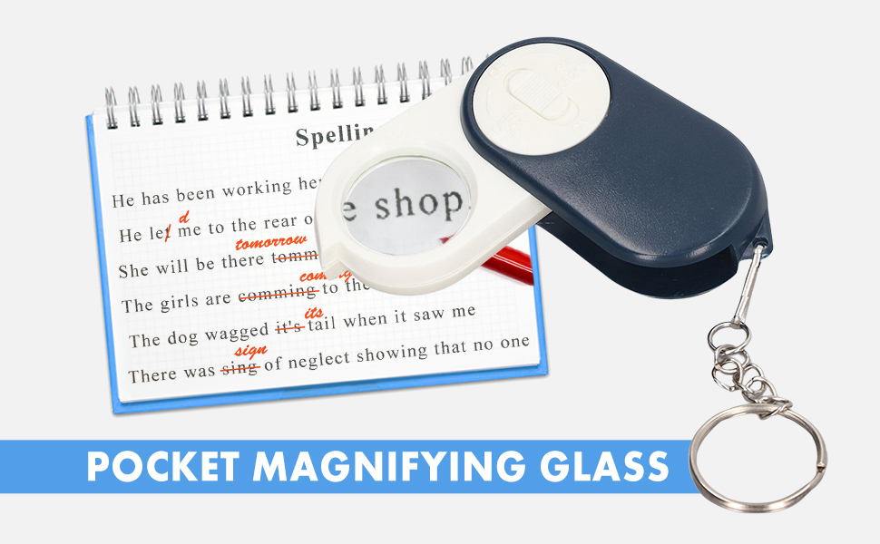 Uadme Keychain Magnifying Glass, 10X Folding Handheld Mini Pocket