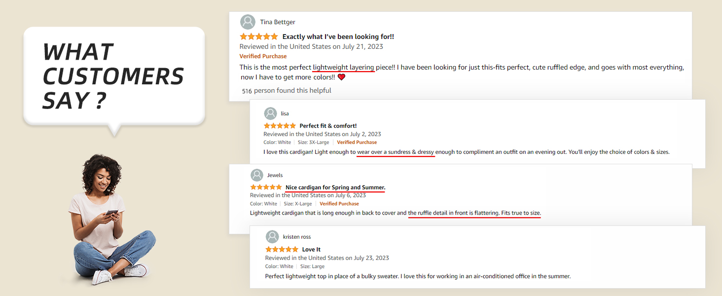 Argstar Women's Lightweight Open Front Cardigans 3/4 Sleeve Casual Soft Drape Summer Cardigan