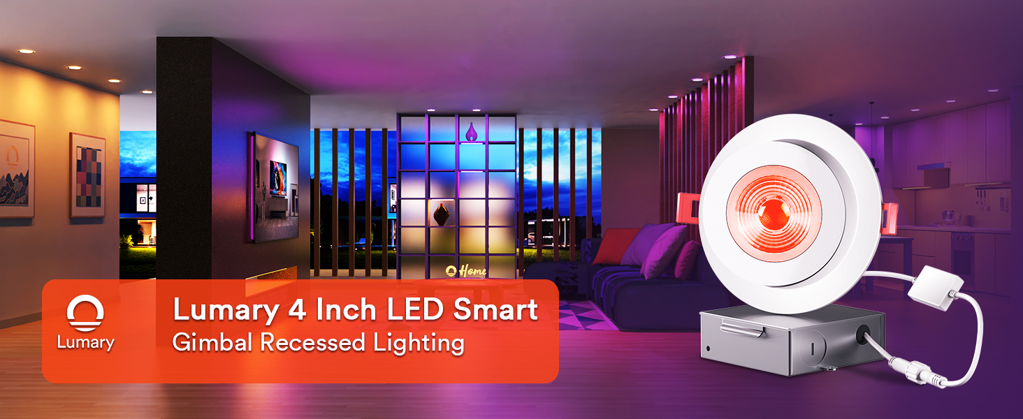Lumary 4 Inch Smart Gimbal Recessed Lighting Swivel Adjustable