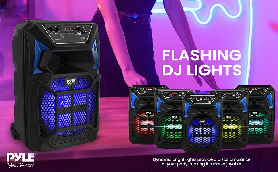 Pyle Bluetooth PA Speaker & Microphone System Portable Karaoke Speaker with Wired