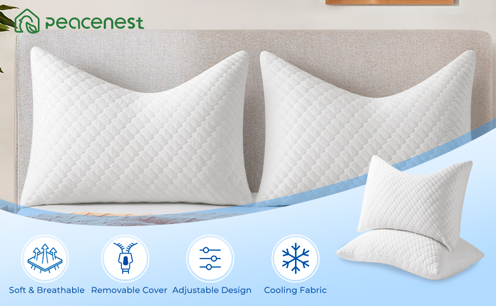 Peace nest 2 Pack Shredded Memory Foam Pillows for Neck and