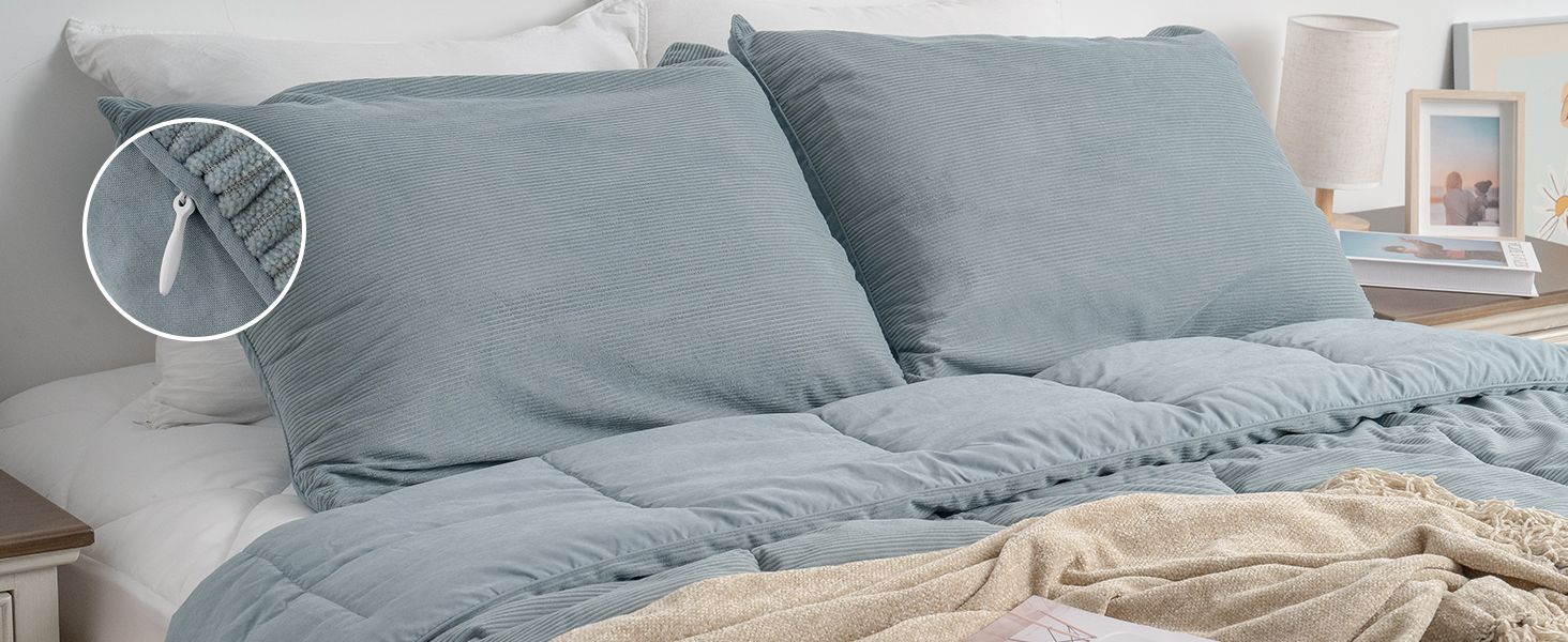 KASENTEX Grey Blue Queen Comforter Set, Fluffy Corduroy, 3 Pieces(down Alt), Cozy Bedding 7b1a5e81 825b 4f1d 867c 27153b5b6e34. CR0,0,1464,600 PT0 SX1464 V1
