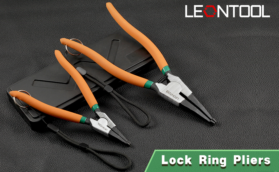 LEONTOOL 11Inch Lock Ring Pliers Flat Snap Ring Pliers with Ring and Antiloss Rope Special