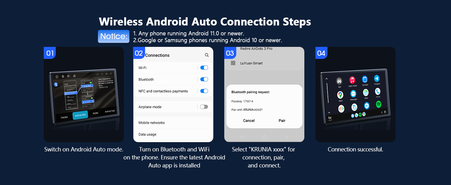 Wireless Android Auto Connection Steps