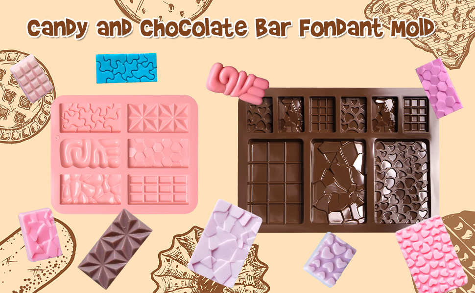 Chocolate Silicone Molds, Candy and Chocolate Bar Fondant