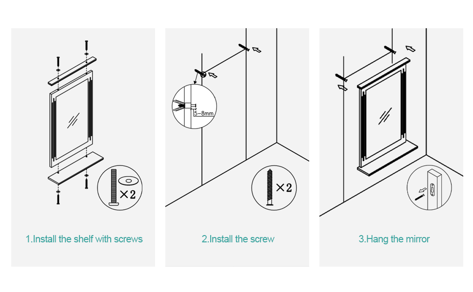 EMKE Bathroom Mirror with Shelf, 400x600mm WallMounted Shaving White