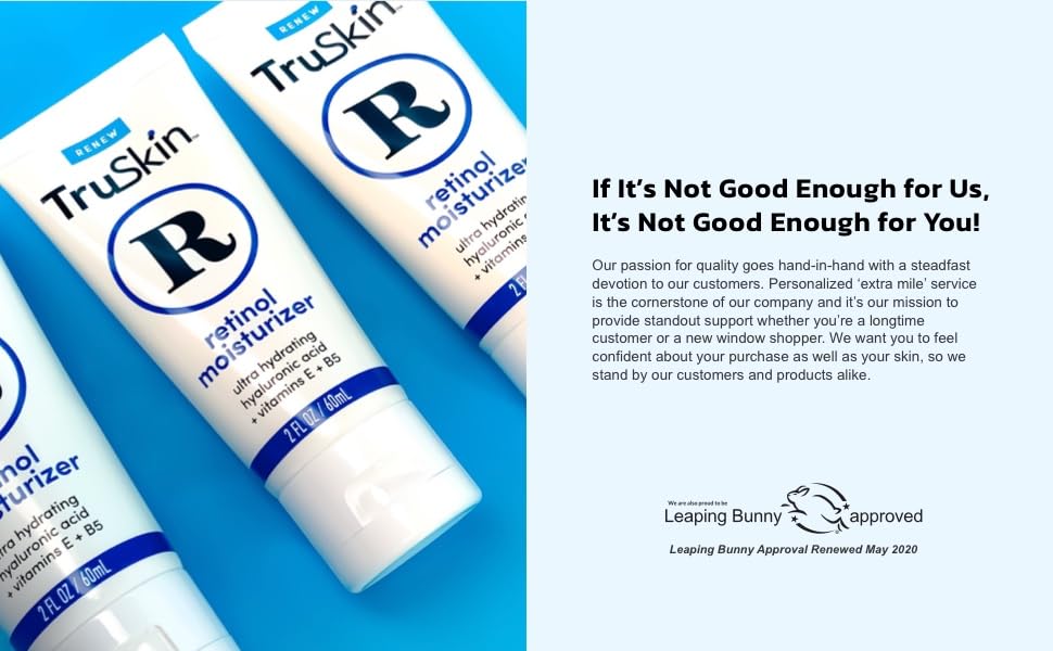 TruSkin Retinol Moisturizer is certified cruelty free by Leaping Bunny