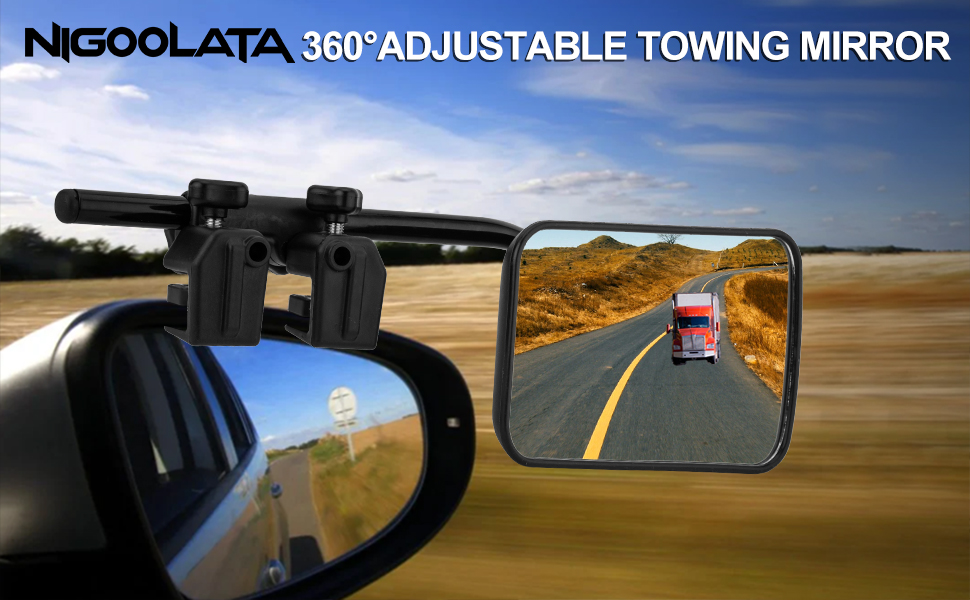 NIGOOLATA Universal Caravan Towing Mirror, External Motorhome Wing Mirror Adjustable Clampon