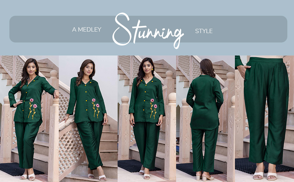 VredeVogel Women's Silk Blend Co Ord Set