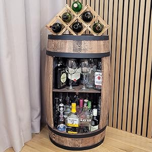 Holzfass, Flaschenregal, Hausbar, Fassbar, Spirituosenschrank, Whiskeybar