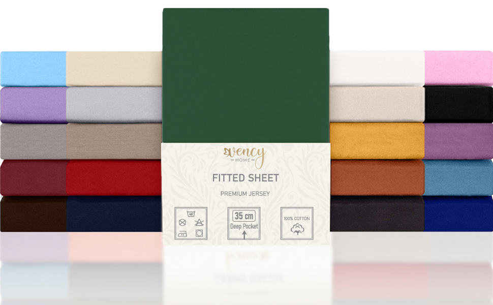 Vency Drap-housse en jersey de qualité supérieure - 160 x 200 cm - Vert foncé - Drap-housse 100 % coton - Pour lit de 160 x 200 à 35 cm - Hauteur du matelas - Vert foncé Drap-housse en jersey de qualité supérieure - Vert foncé