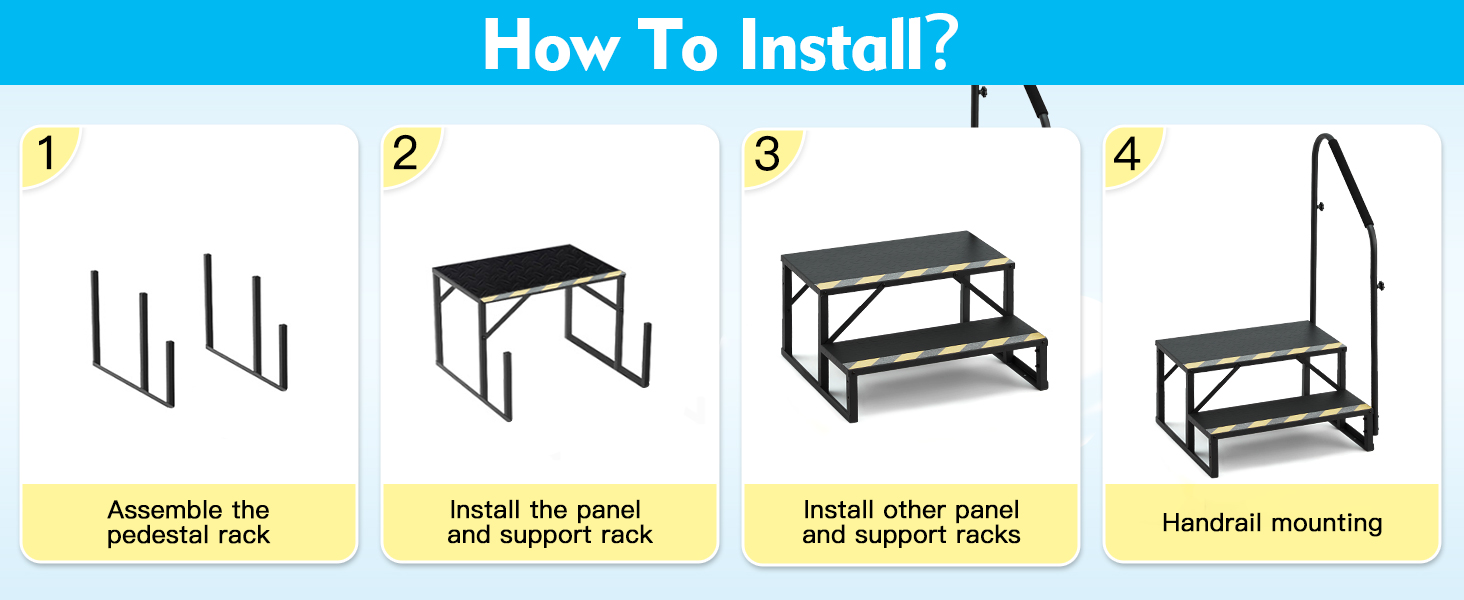 YOLENY 2Step RV Steps with Handrail, 660 LBS Metal RV