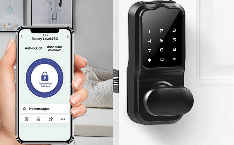 keyless entry door lock with handle