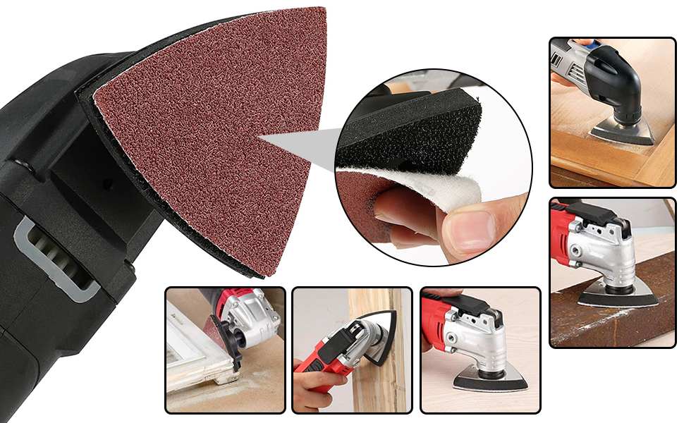 200Pcs 80mm Triangle Sanding Pads, Hook and Loop Triangular Sandpaper