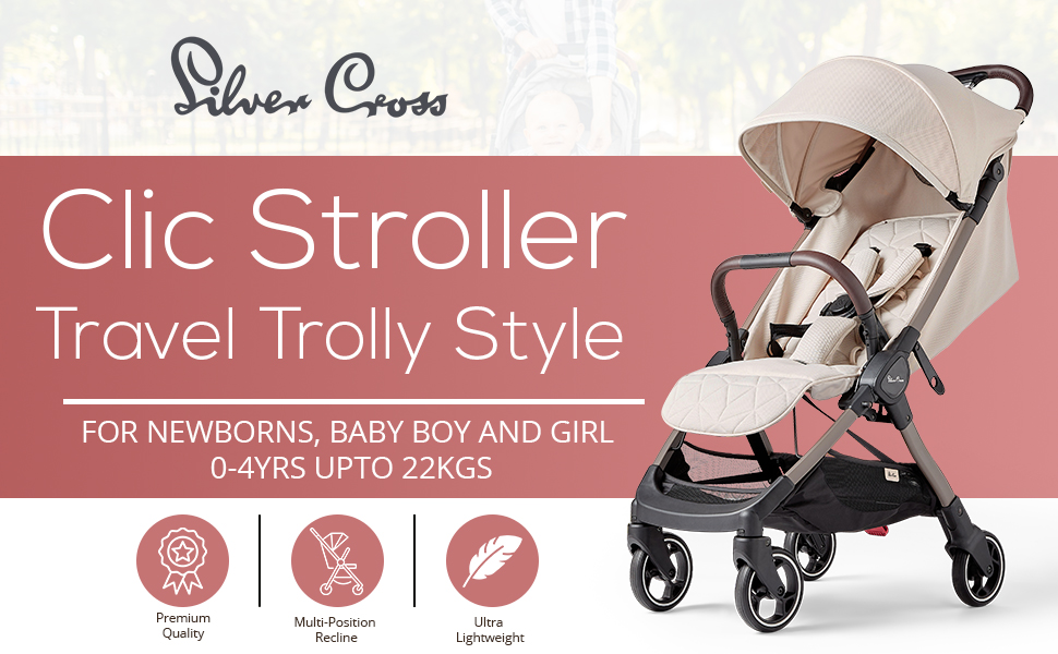 Silver Cross Clic 2024 Airline Cabin Size Travel Stroller/Pram|Foldable ,SPN-MX9E8