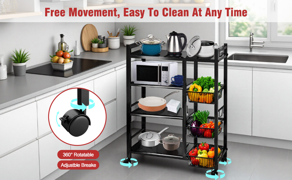 4 Tiers Freestanding Kitchen Storage Rack