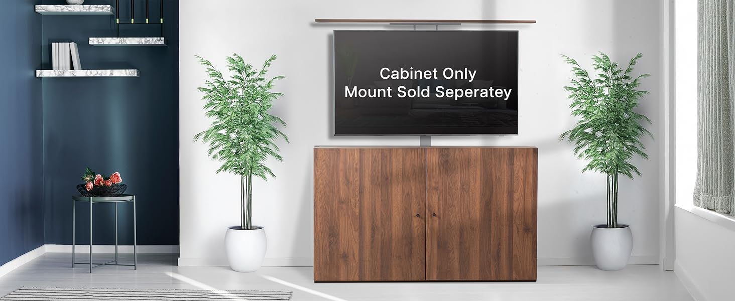 Image showing a TV lifting out of a wooden cabinet